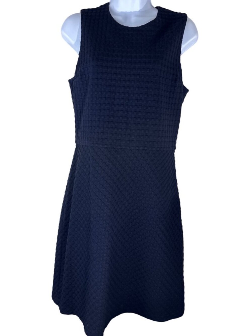 Theory Raneid K Textured Shift Dress Navy Blue Sleeveless Mod F0127602 Size 10
